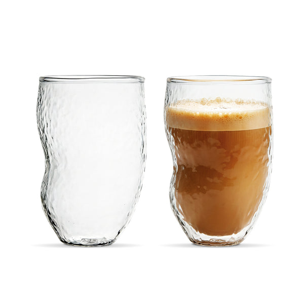 Mono Gehamerde Koffieglazen Set van 2 | 250 ml Borosilicaatglas 