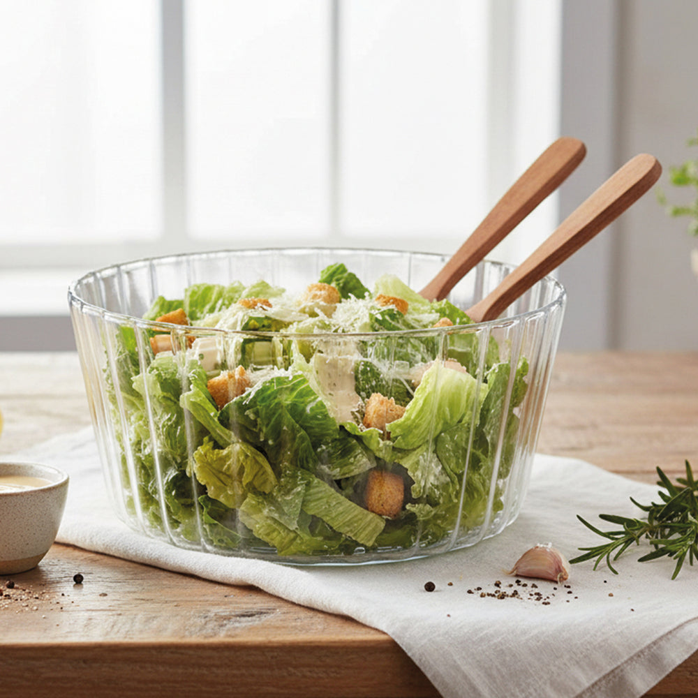 Glazen Saladekom Geribbeld Borosilicaatglas | Ø 21,5 cm 