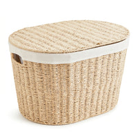 Wasmand met Deksel en Linnen Voering (Groot)