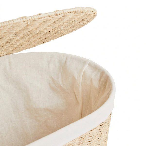 Wasmand met Deksel en Linnen Voering (Groot)