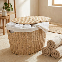 Wasmand met Deksel en Linnen Voering (Groot)