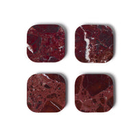 Mooisa Marmeren Onderzetters Rood | Set van 4 stuks | 10 cm