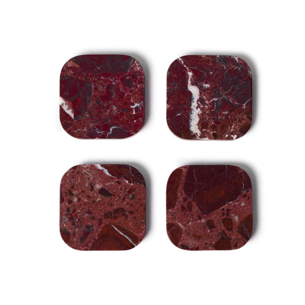 Mooisa Marmeren Onderzetters Rood | Set van 4 stuks | 10 cm