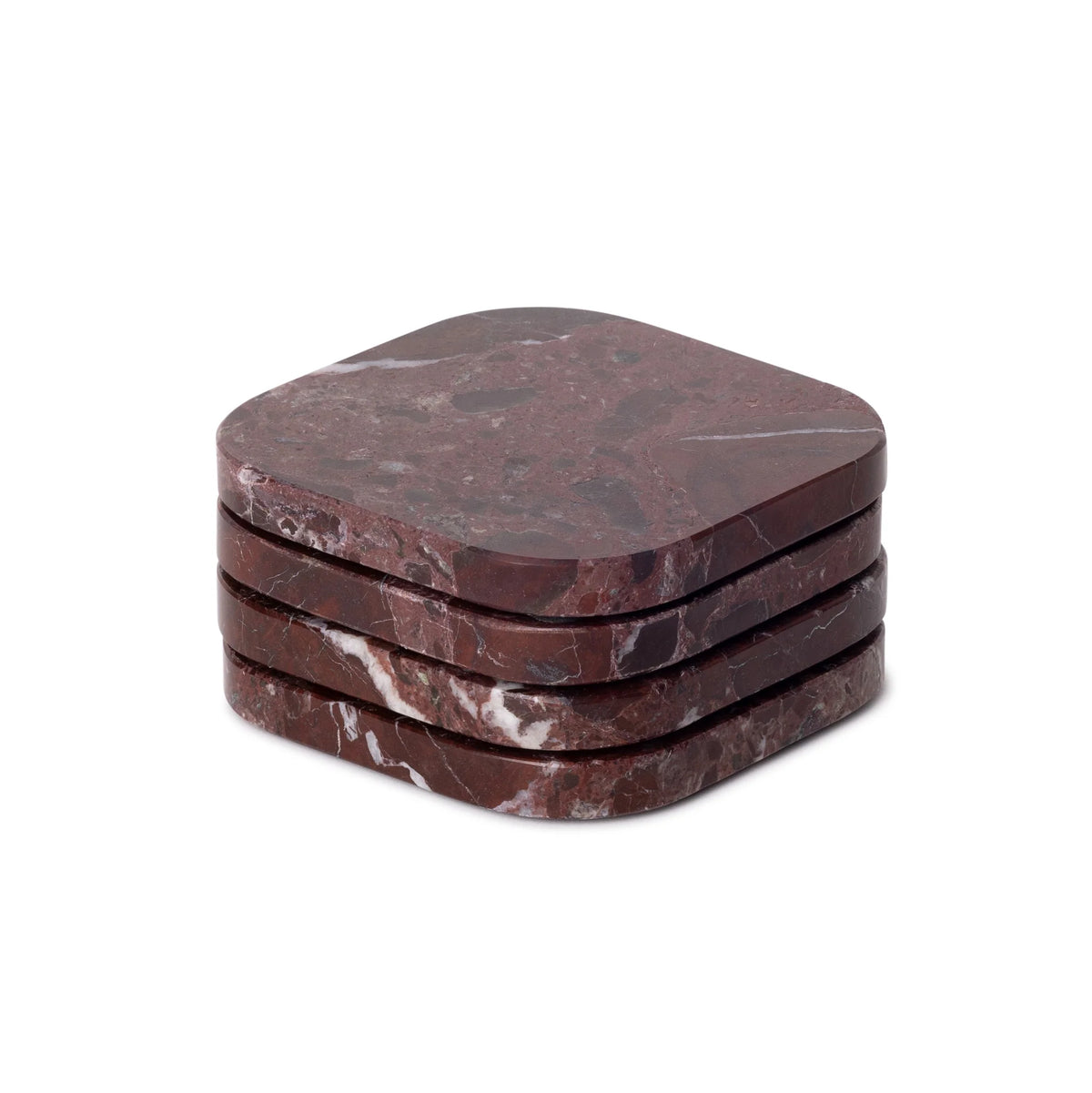 Mooisa Marmeren Onderzetters Rood | Set van 4 stuks | 10 cm