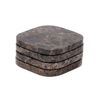 Mooisa marmeren onderzetters bruin | Set van 4 stuks | 10 cm