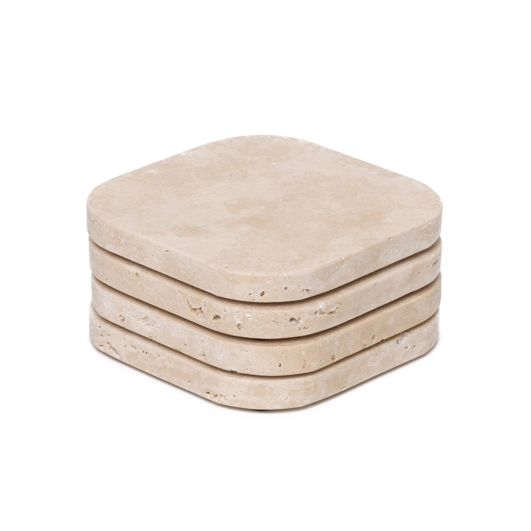 Mooisa travertine onderzetters organisch | 4 stuks | 10 cm
