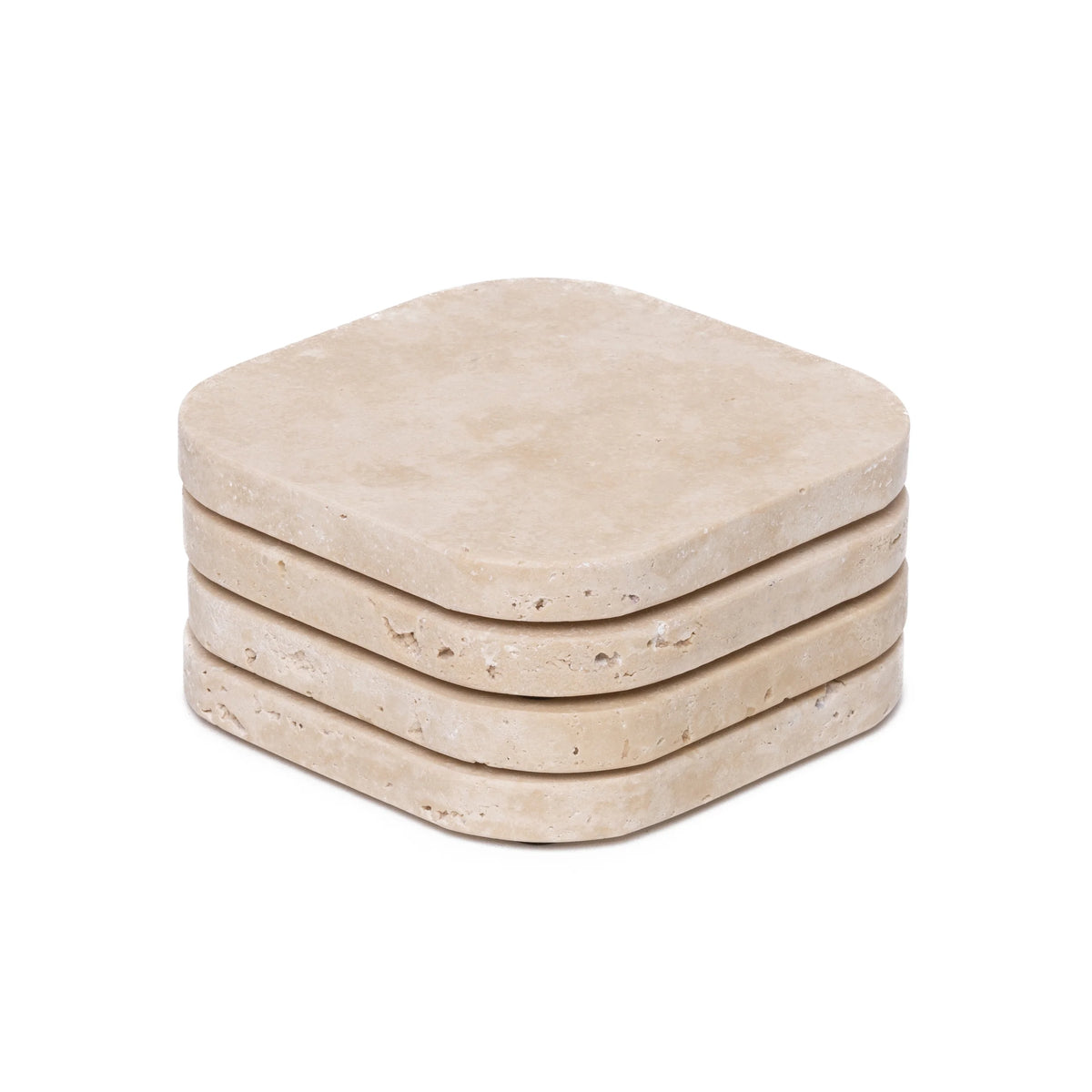 Mooisa travertine onderzetters organisch | 4 stuks | 10 cm