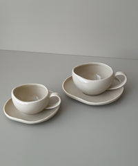 Wave Biscuit espressokopjes beige | 12-delige set | 120 ml