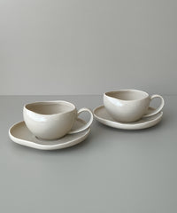 Wave Biscuit espressokopjes beige | 12-delige set | 120 ml