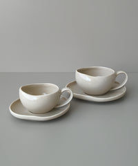 Wave Biscuit koffiekopjes beige | 12-delige set | 220 ml