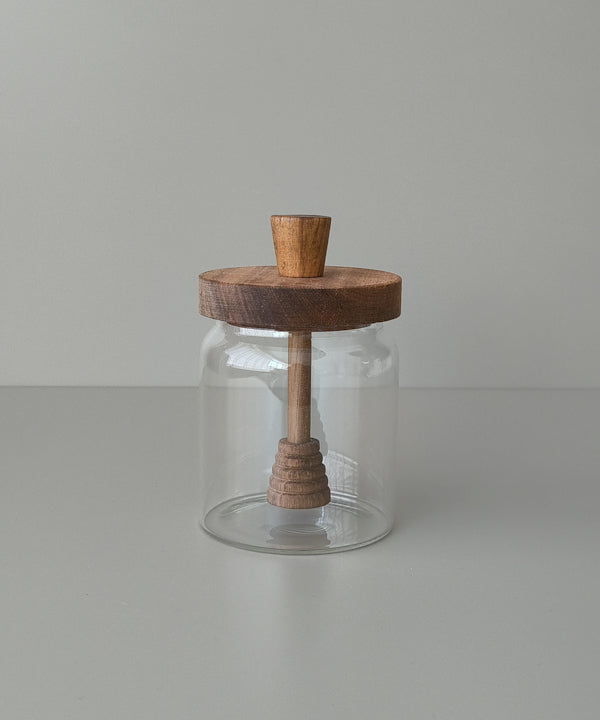 Honey hive acaciahouten honingpot met deksel en lepel
