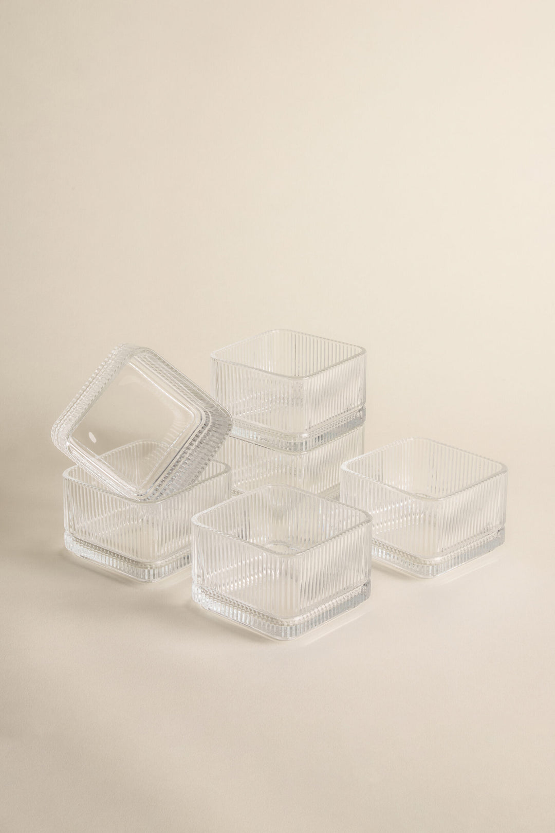 Kare Ripple glazen schaaltjes – Set van 6 stuks