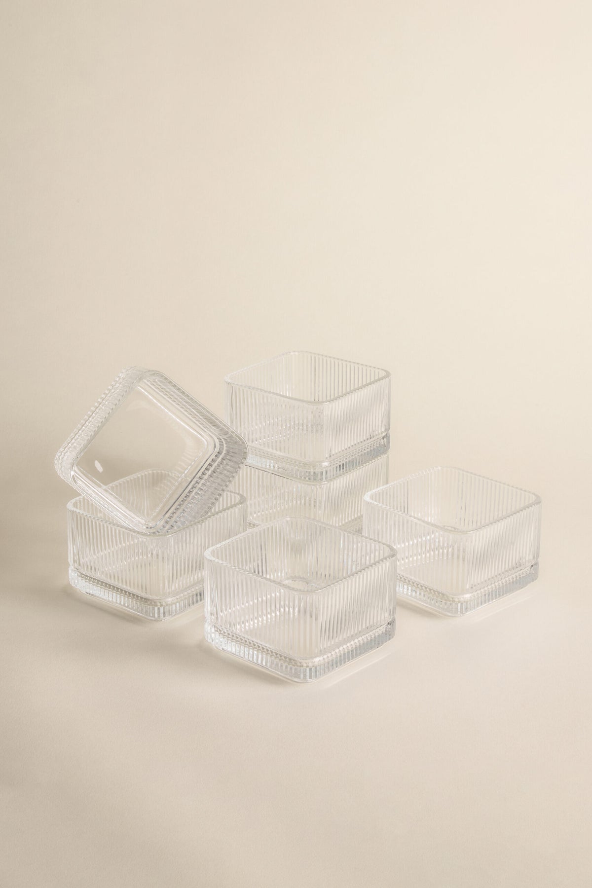 Kare Ripple glazen schaaltjes – Set van 6 stuks