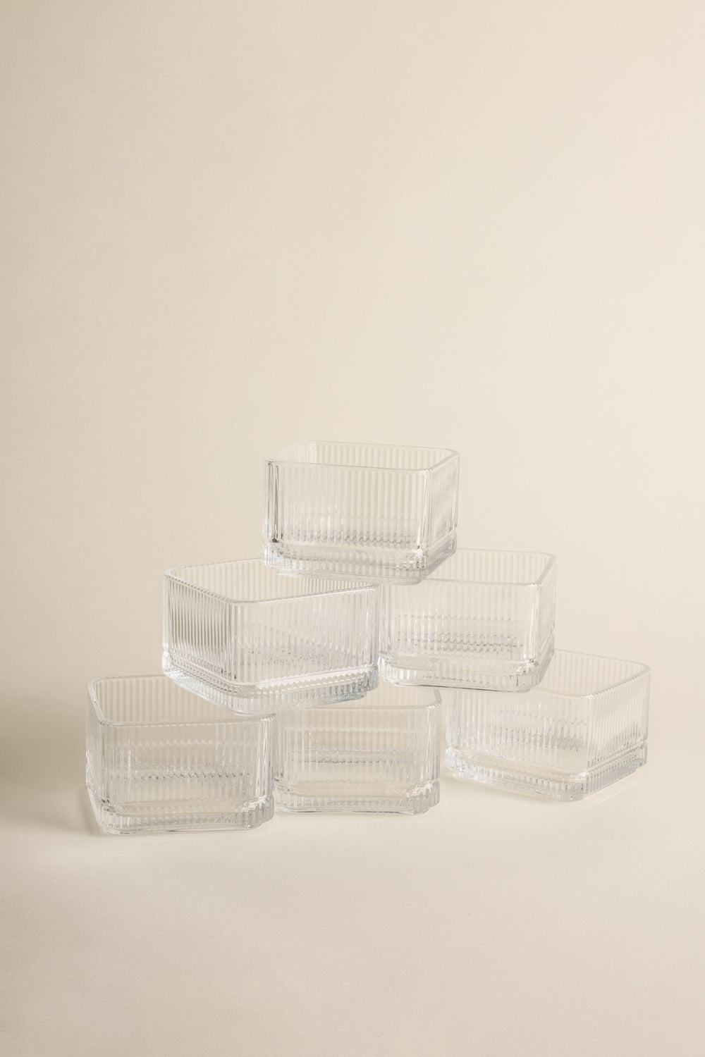 Kare Ripple glazen schaaltjes – Set van 6 stuks