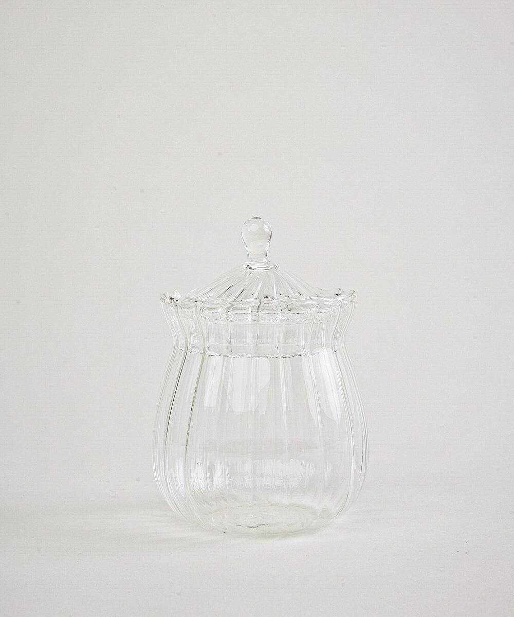 Siera Glazen Suikerpot – Borosilicaatglas met Geribbeld Design 