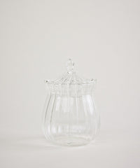 Siera Glazen Suikerpot – Borosilicaatglas met Geribbeld Design 