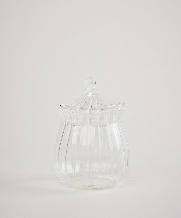 Siera Glazen Suikerpot – Borosilicaatglas met Geribbeld Design 