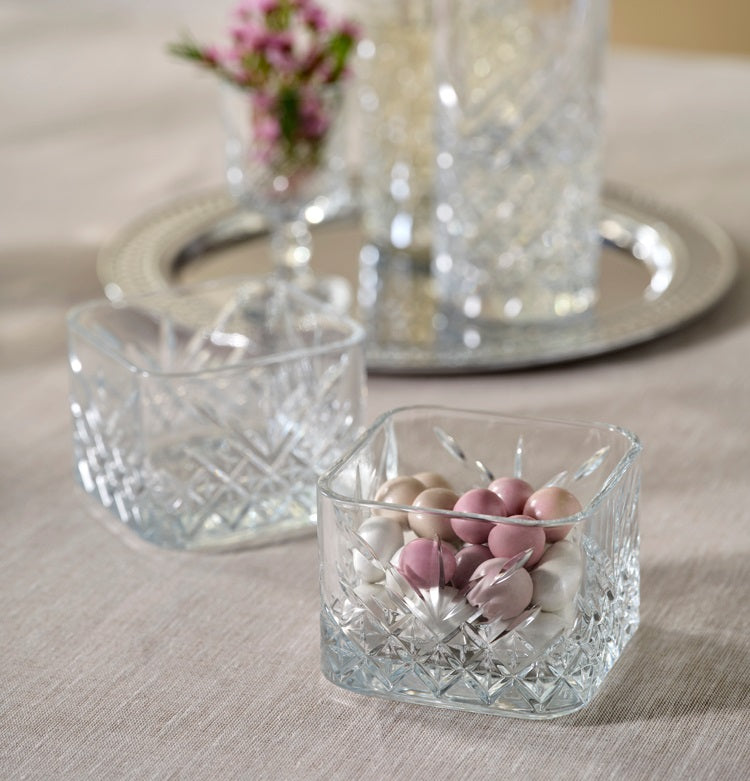Pasabahce Timeless glazen schaaltjes | vierkant | 4 stuks