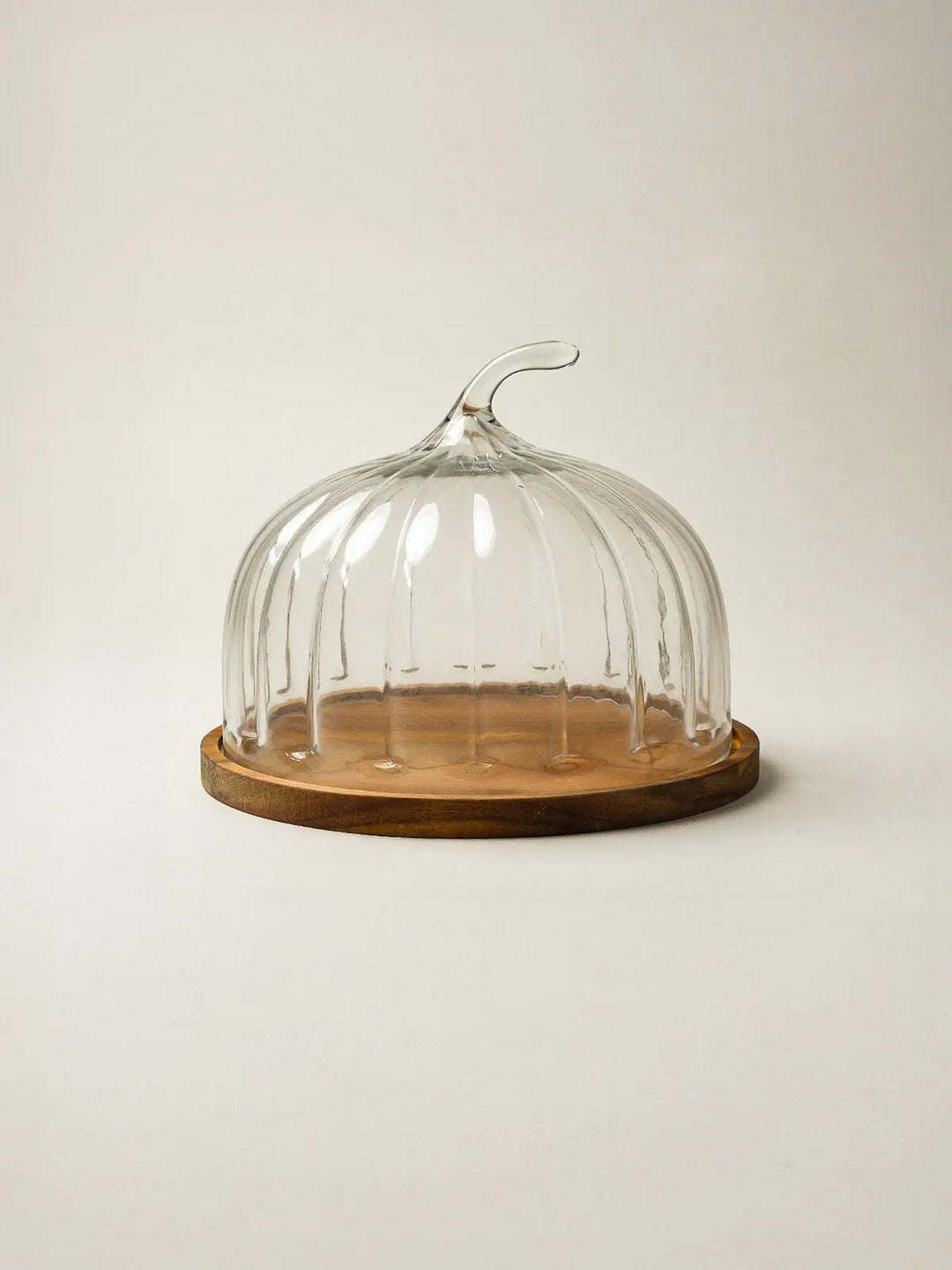 Pompoen borosilicaat acacia houten taartplateau