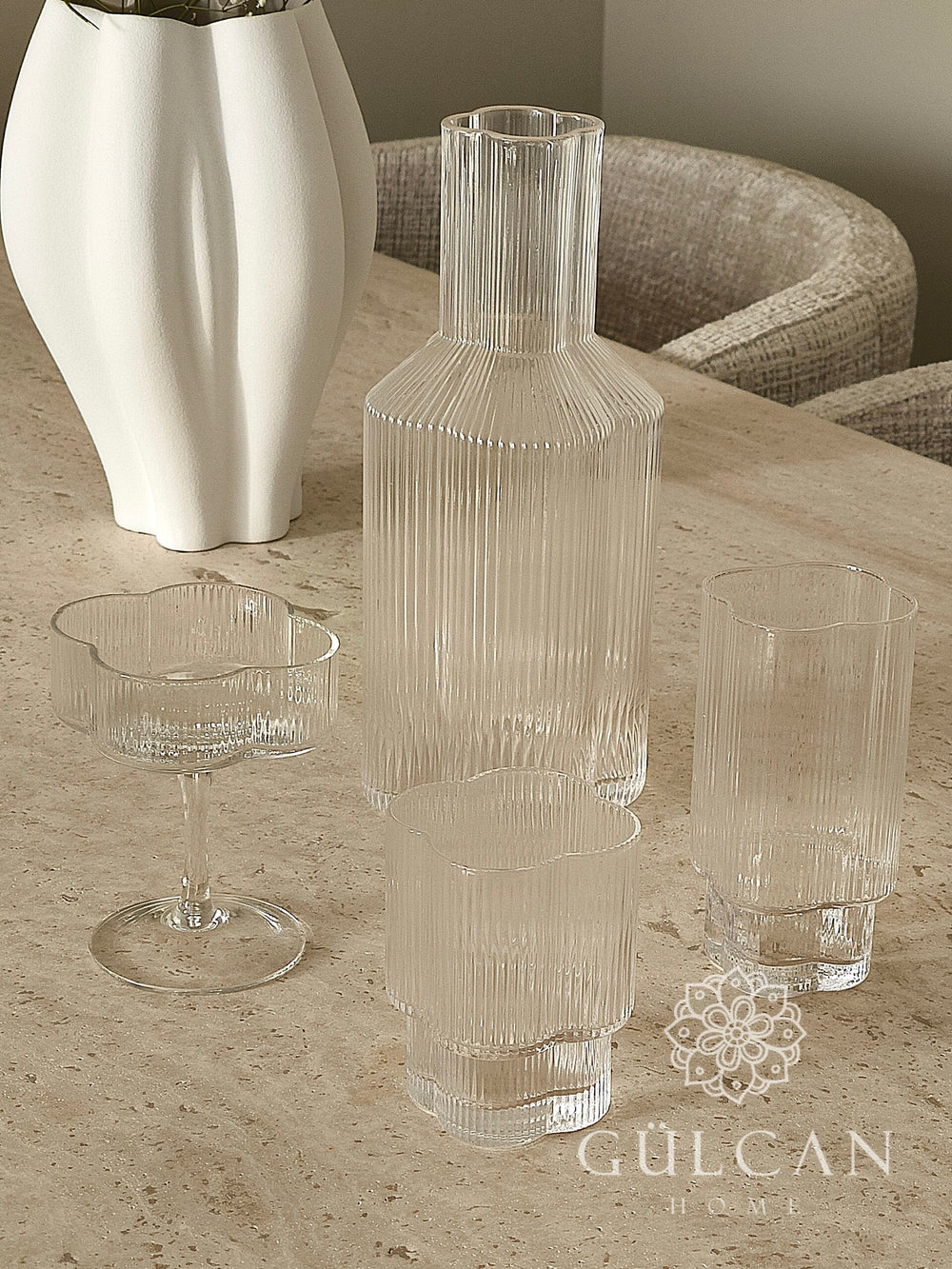 Clover Ripple glazen karaf | 26,5 cm | 1500 ml