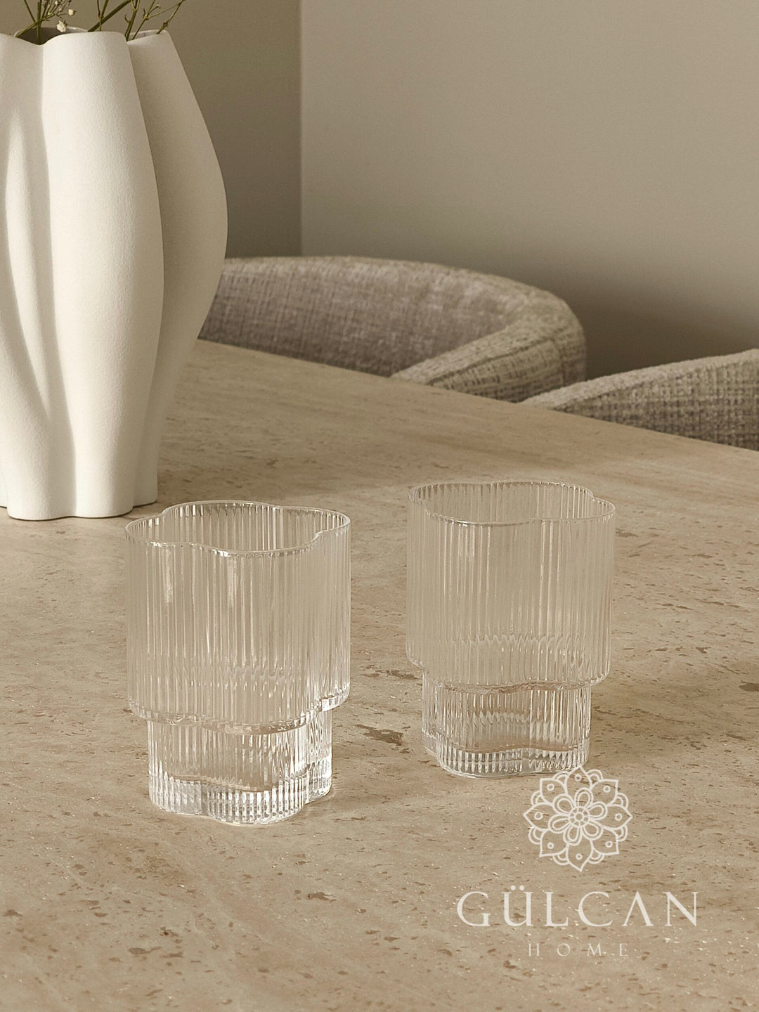 Clover Ripple glazen kort | 6 stuks | 330 ml