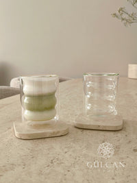 Dubbelwandig wave bubbly glas | 2 stuks | 200 ml