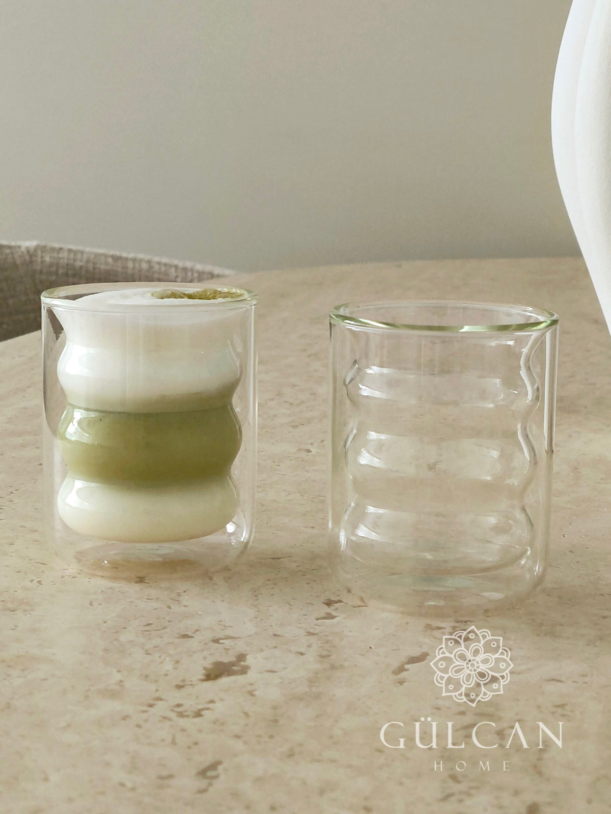 Dubbelwandig wave bubbly glas | 2 stuks | 200 ml