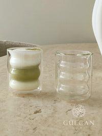 Dubbelwandig wave bubbly glas | 2 stuks | 200 ml