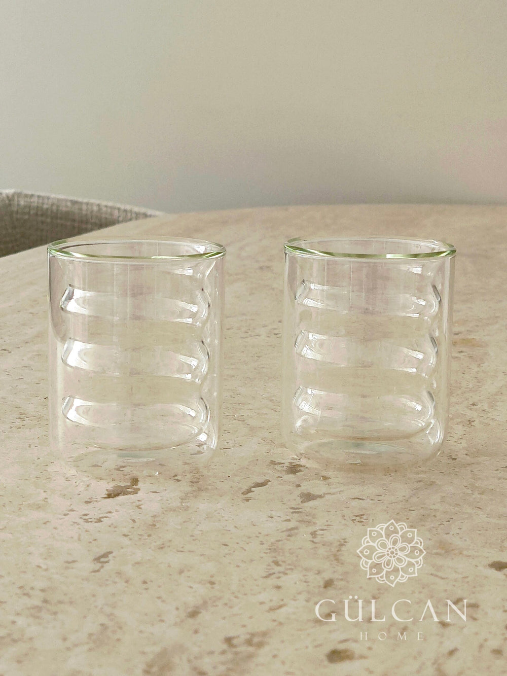 Dubbelwandig wave bubbly glas | 2 stuks | 200 ml