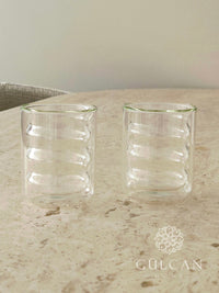 Dubbelwandig wave bubbly glas | 2 stuks | 200 ml