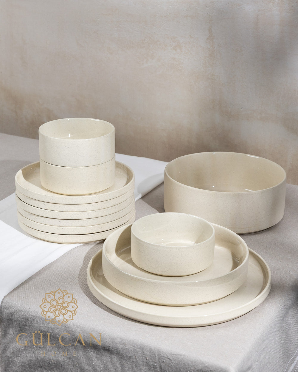 Belago 25-delige steengoed serviesset voor 6 personen | Beige
