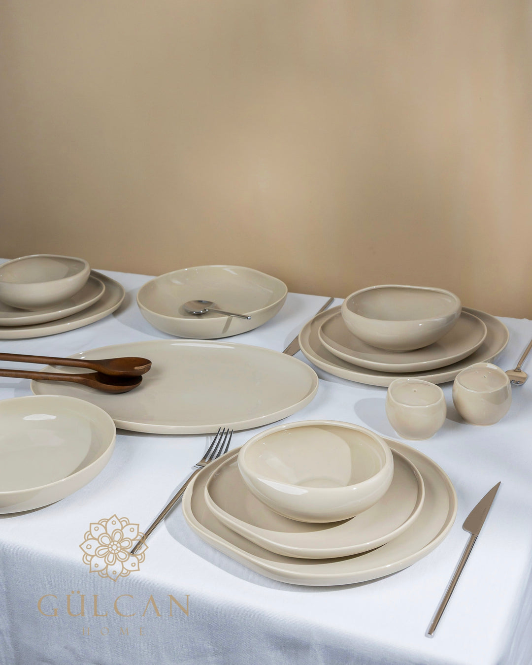Wave Biscuit serviesset | 27-delig voor 6 personen | Beige