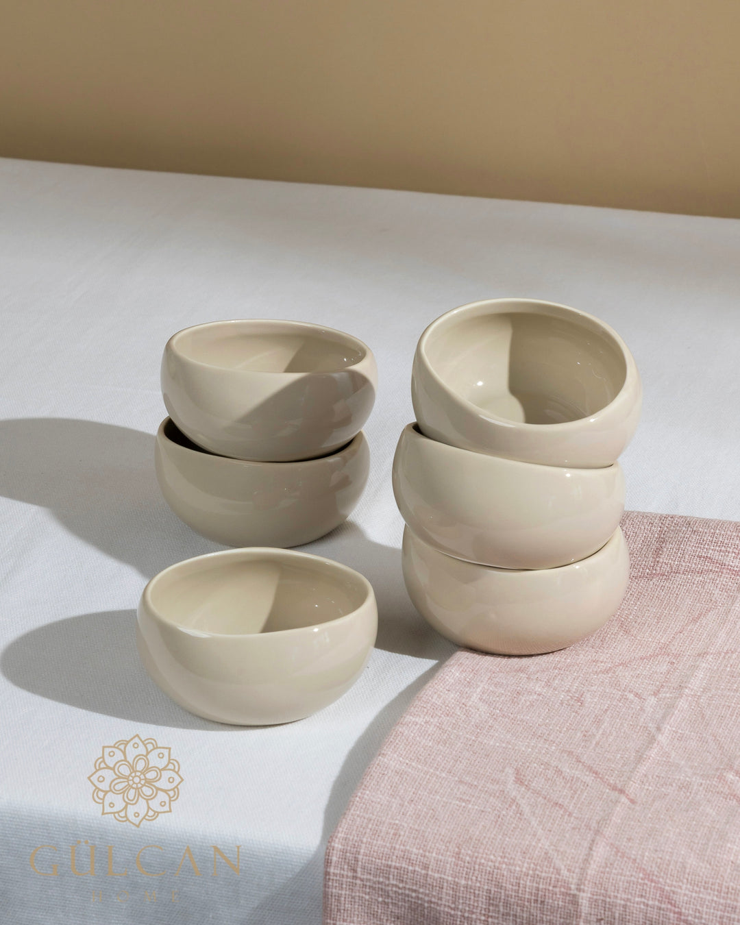 Wave Biscuit dipschalen | 6 stuks | 9 cm | Beige