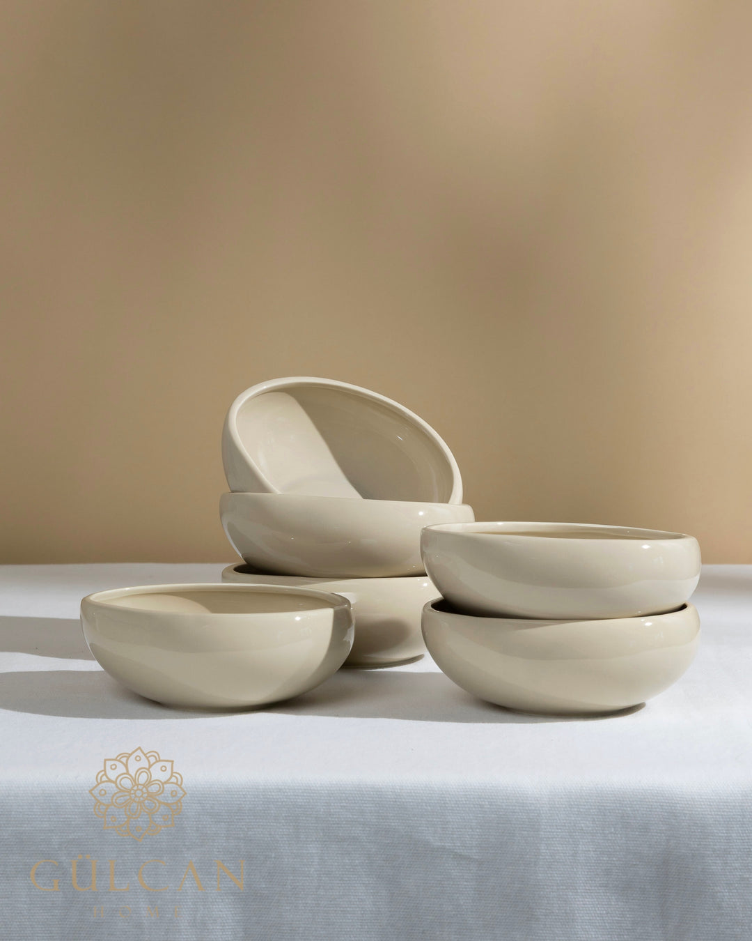 Wave Biscuit snackschalen | 6 stuks | 12 cm | Beige