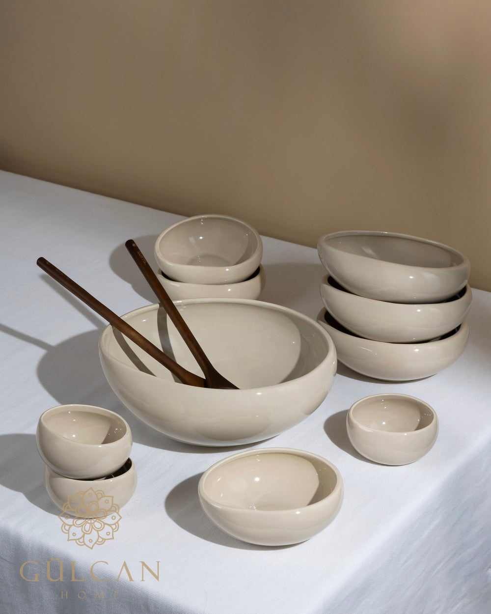 Wave Biscuit saladekom Beige | 23 cm