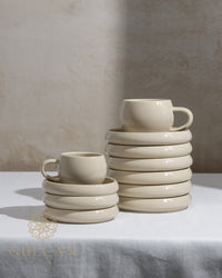 Bondy dupe koffiekopjes | Beige | 12-delig voor 6 personen
