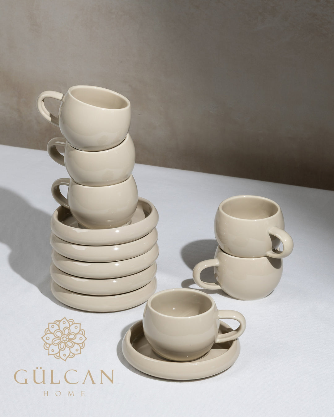 Bondy dupe espresso kopjes | Beige | 12-delig voor 6 personen