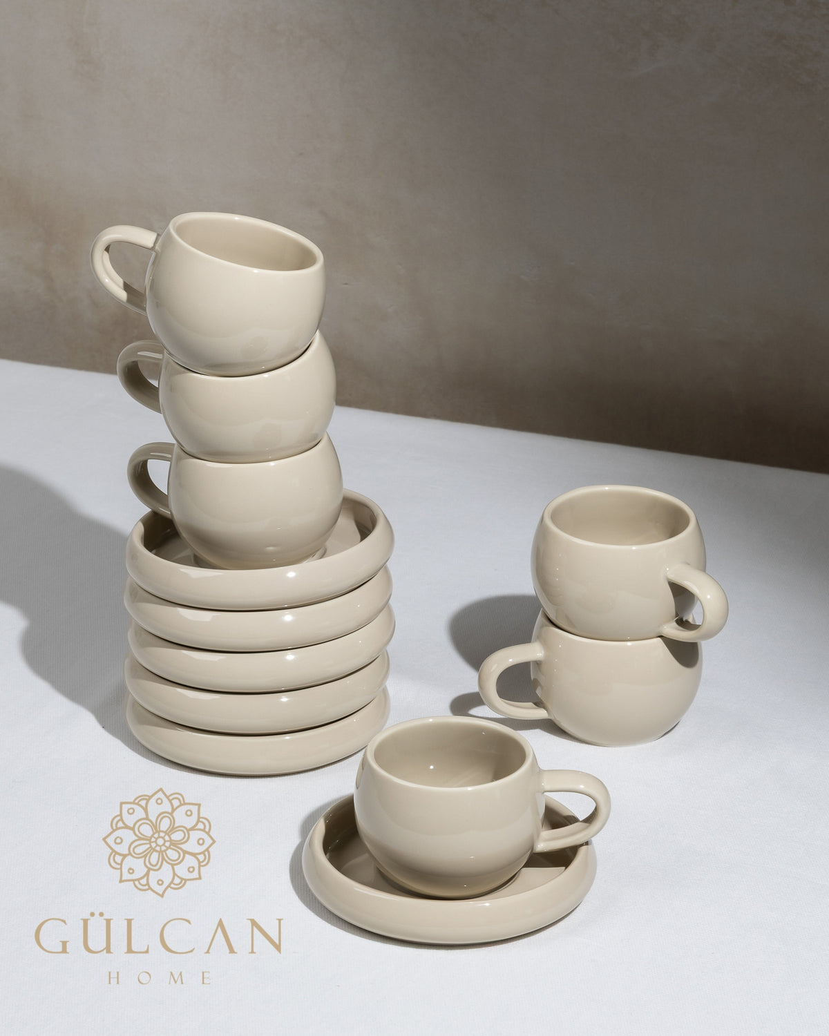 Bondy dupe espresso kopjes | Beige | 12-delig voor 6 personen
