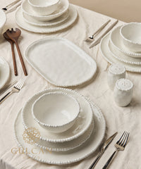 Pearly ovale serveerschaal 30 cm – Wit