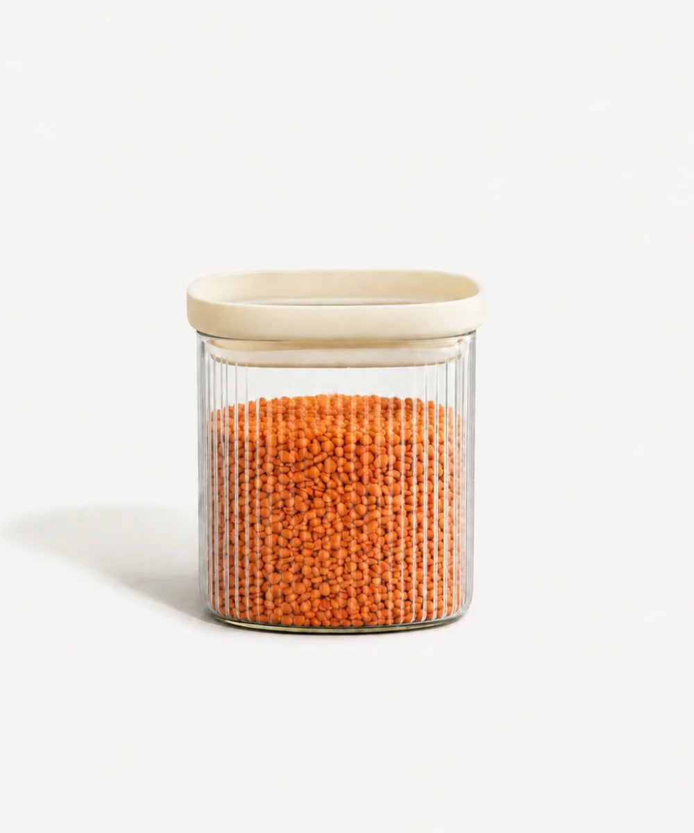 Quadro Stripe Geribbelde Glazen Voorraadpot 500 ml