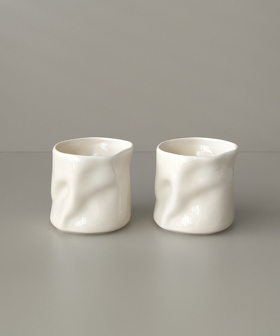 Diamond wave keramieken mok 2 stuks | Creme