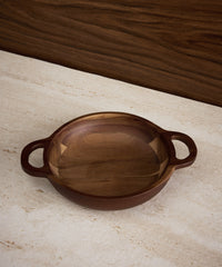 Acacia Houten serveerschaal Ø18 cm – Met handgrepen