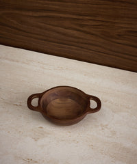 Acacia Houten serveerschaal Ø12 cm – Met handgrepen