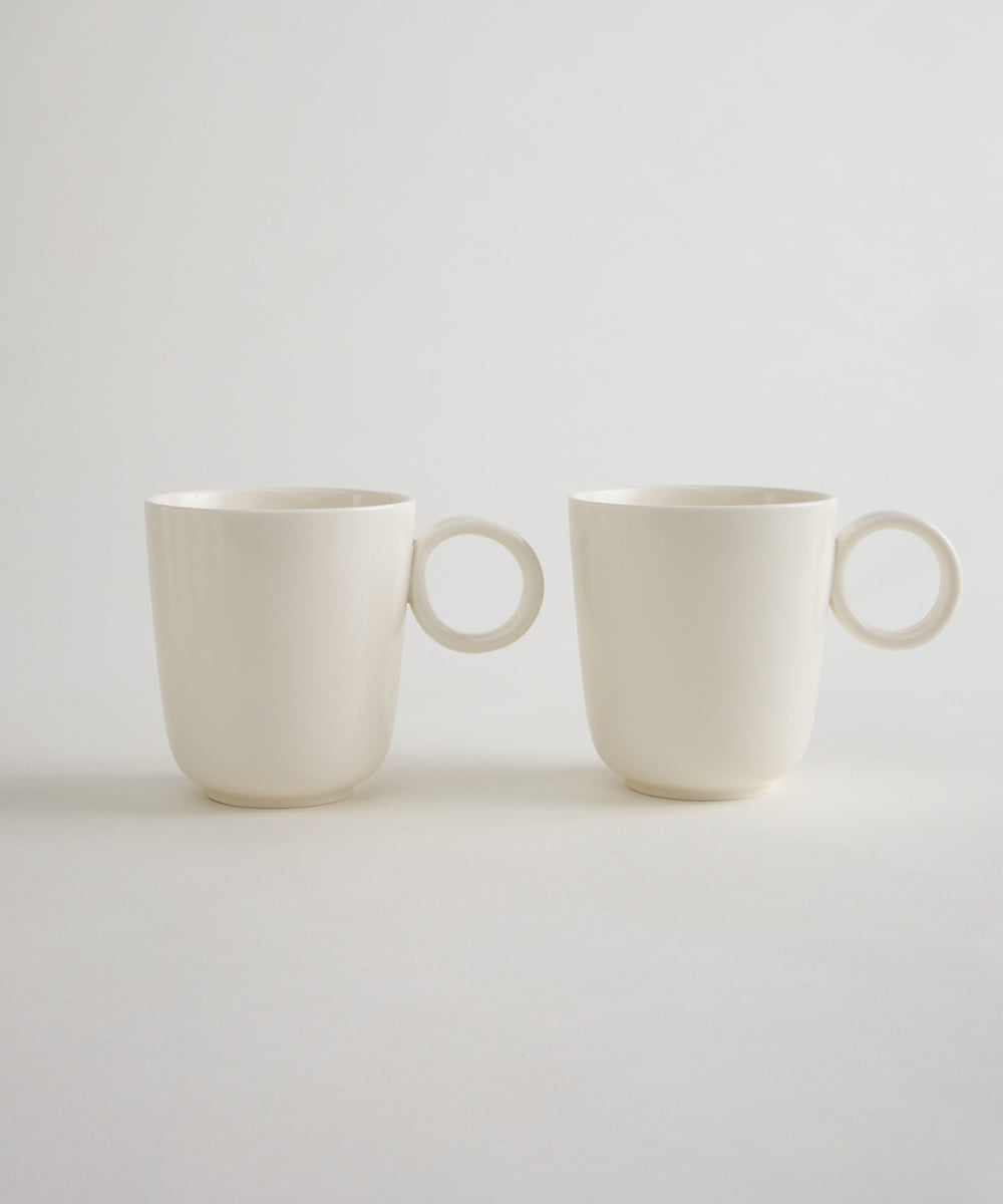 Alvea koffiemokken Set van 2 – 400 ml – Keramiek – Crème glans