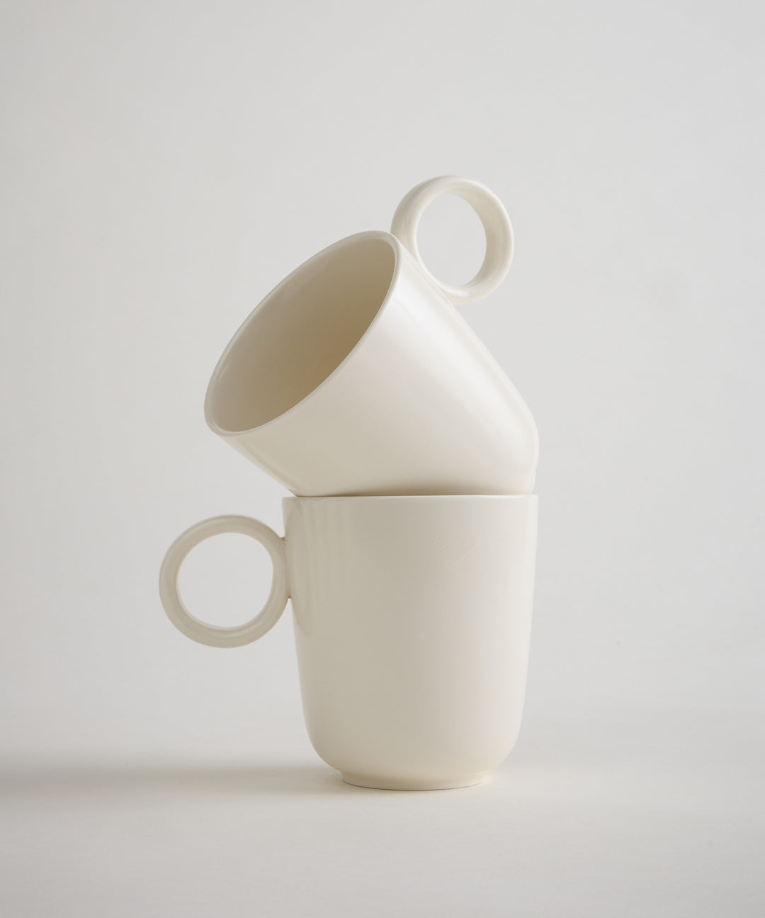 Alvea koffiemokken Set van 2 – 400 ml – Keramiek – Crème glans