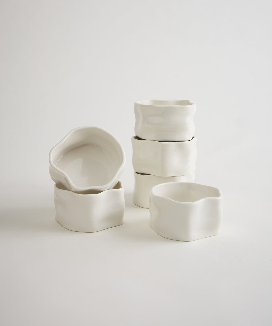 Nordic snackschalen organisch | Set van 6 stuks | 9,5 cm | Wit