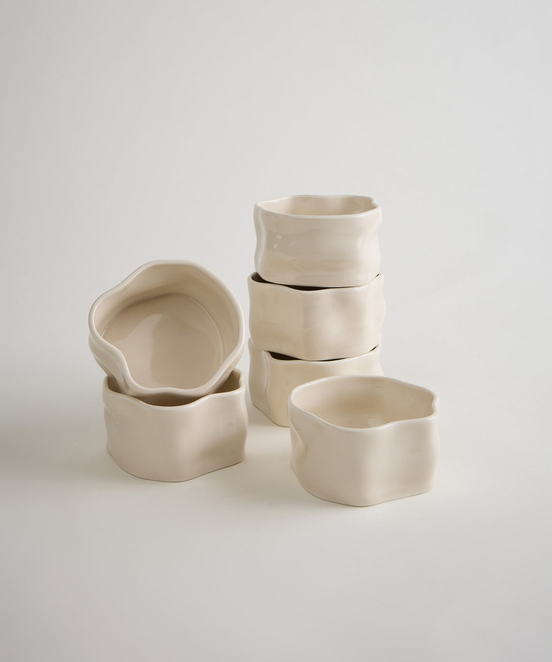 Nordic snackschalen organisch | Set van 6 stuks | 9,5 cm | crème