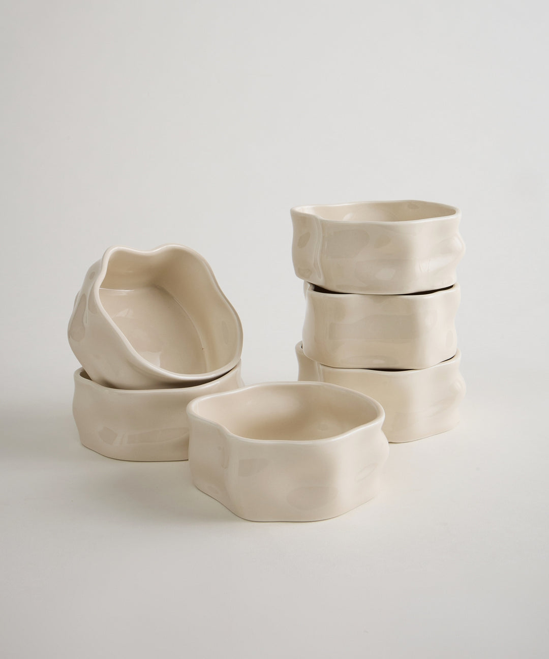 Nordic snackschalen organisch | Set van 6 stuks | 12 cm | Crème
