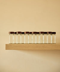 Kruidenpotjes met acacia houten deksel | 12 stuks | Incl. houder