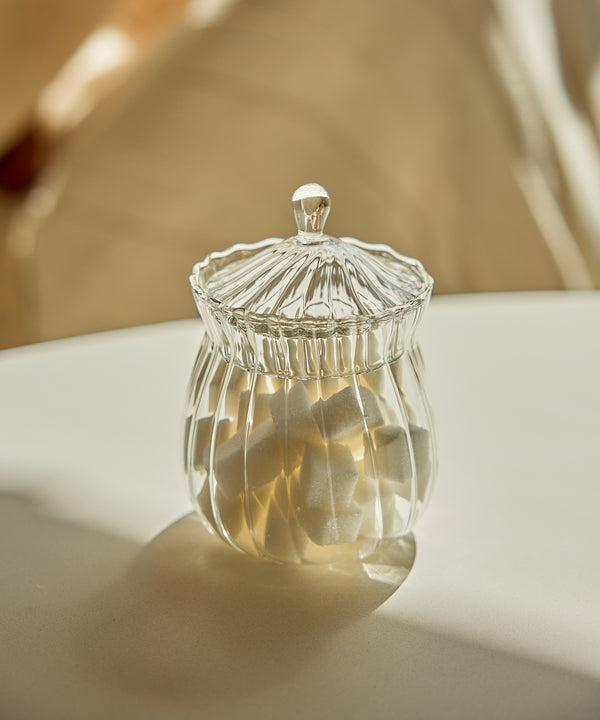 Siera Glazen Suikerpot – Borosilicaatglas met Geribbeld Design 